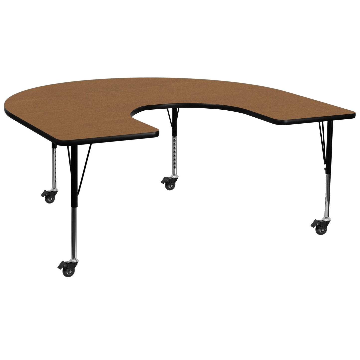 Wren Mobile 60''W x 66''L Horseshoe Thermal Laminate Activity Table - Standard Height Adjustable Legs - SchoolOutlet