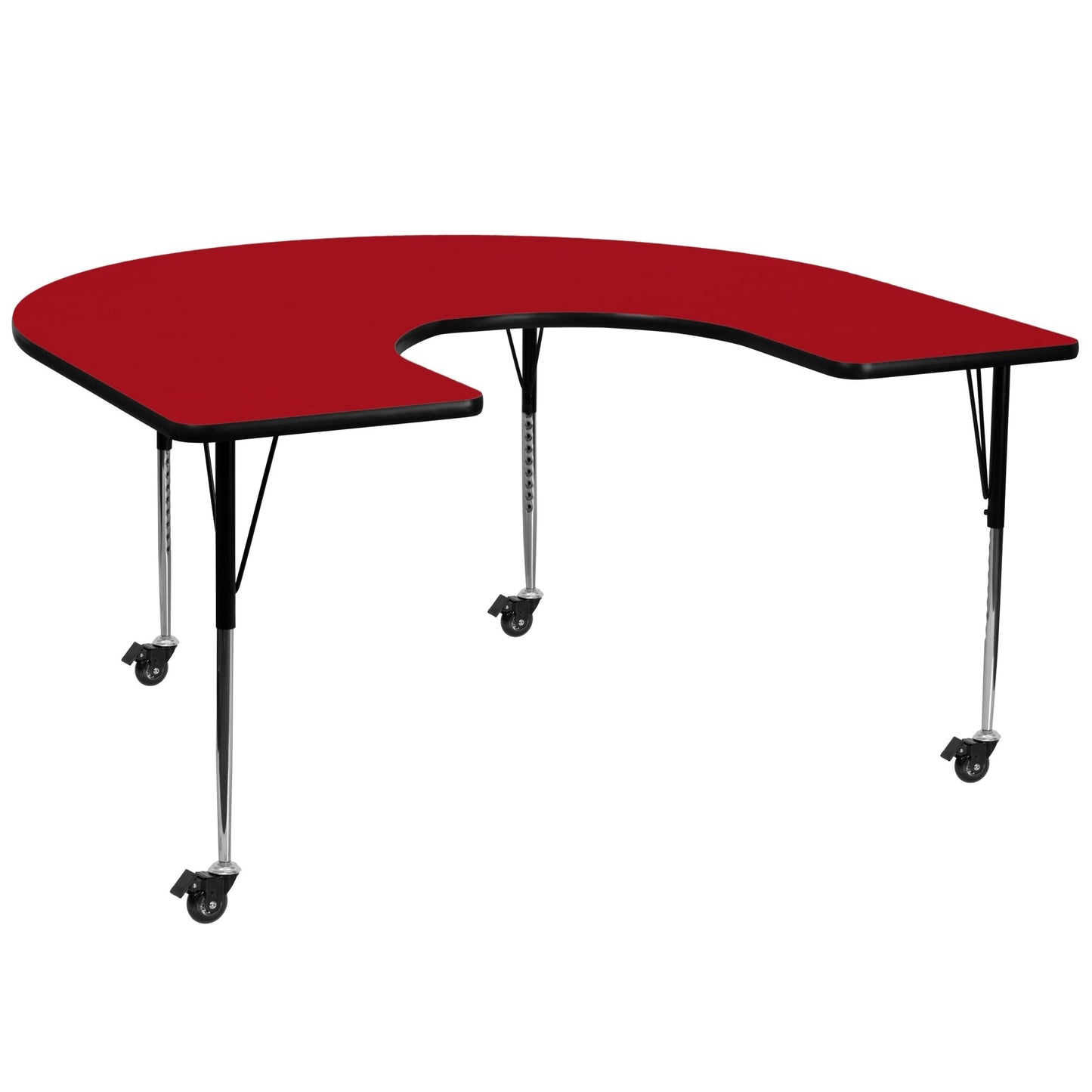 Wren Mobile 60''W x 66''L Horseshoe Thermal Laminate Activity Table - Standard Height Adjustable Legs - SchoolOutlet