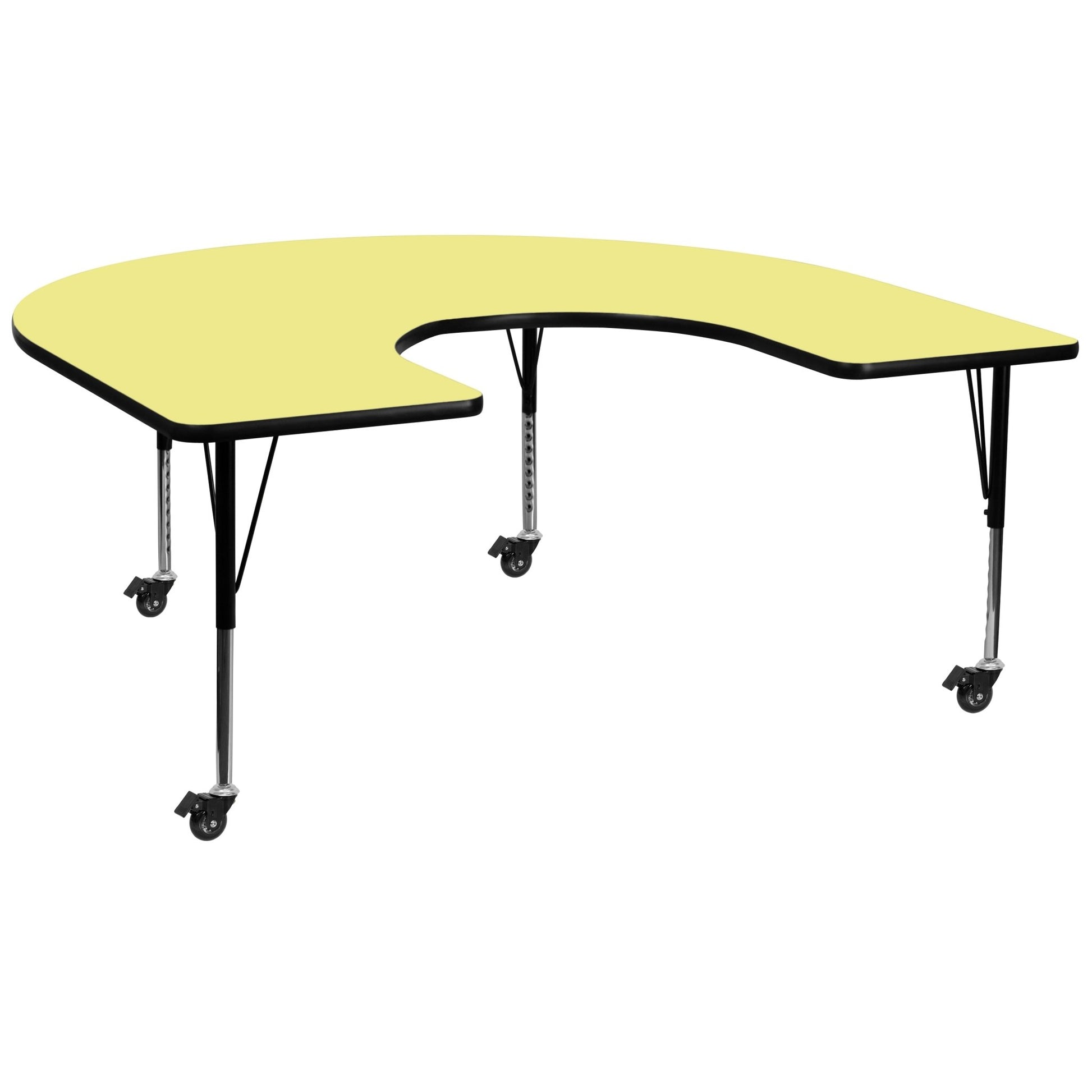 Wren Mobile 60''W x 66''L Horseshoe Thermal Laminate Activity Table - Standard Height Adjustable Legs - SchoolOutlet