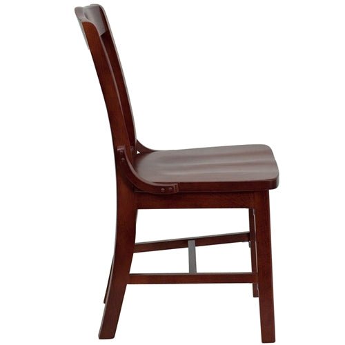 Flash Furniture HERCULES Series Mahogany Finished School House Back Wooden Restaurant Chair(FLA-XU-DG-W0006-MAH-GG) - SchoolOutlet