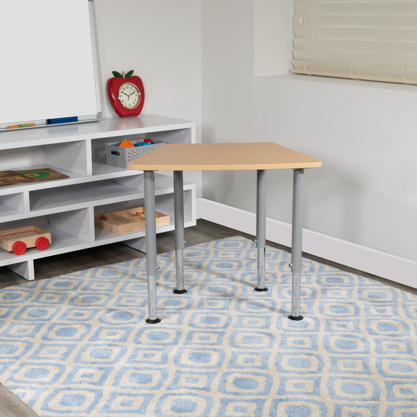 Billie Hex Natural Collaborative Student Desk (Adjustable from 22.3" to 34") - Home and Classroom - SchoolOutlet