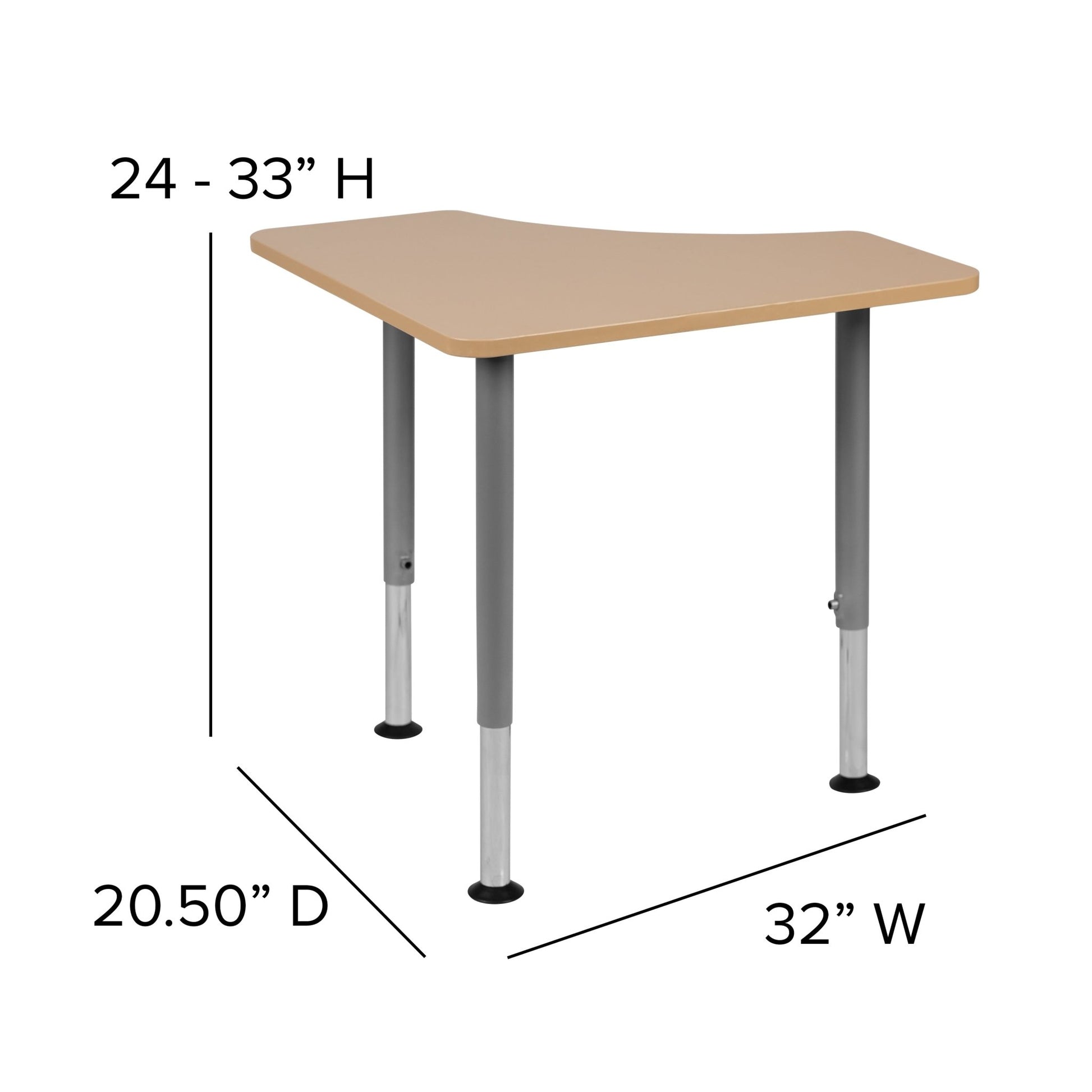 Billie Triangular Natural Collaborative Student Desk (Adjustable from 22.3" to 34") - Home and Classroom - SchoolOutlet