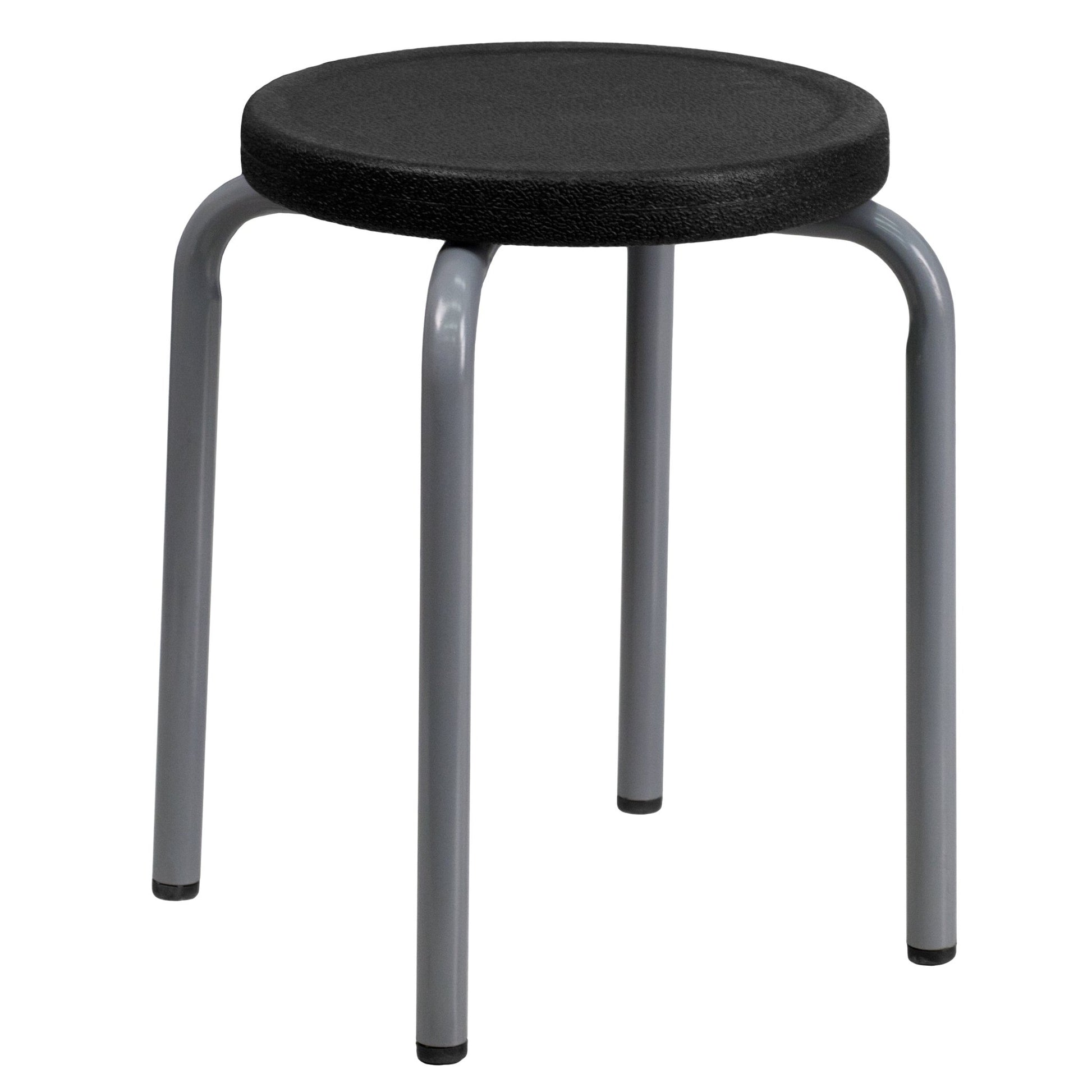 Remington Stackable Stool with Black Seat and Silver Powder Coated Frame - SchoolOutlet