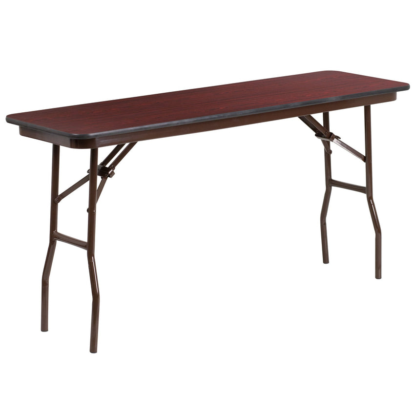 Frankie 5-Foot Mahogany Melamine Laminate Folding Training Table - SchoolOutlet