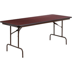 Flash Furniture Rectangular Mahogany Melamine Laminate Folding Banquet Table - 30'' x 72''(FLA-YT-3072-MEL-WAL-GG)