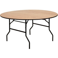 Flash Furniture 60'' Round Wood Folding Banquet Table with Clear Coated Finished Top(FLA-YT-WRFT60-TBL-GG)