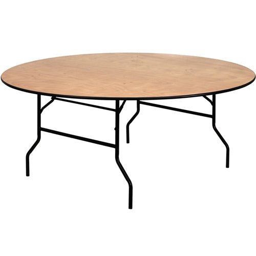 Flash Furniture 72'' Round Wood Folding Banquet Table with Clear Coated Finished Top(FLA-YT-WRFT72-TBL-GG) - SchoolOutlet