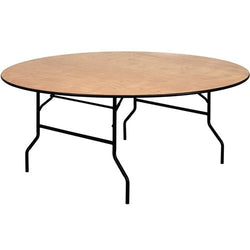 Flash Furniture 72'' Round Wood Folding Banquet Table with Clear Coated Finished Top(FLA-YT-WRFT72-TBL-GG)