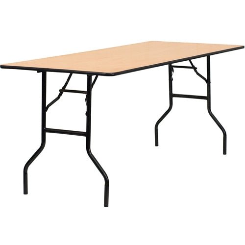 Flash Furniture 30'' x 72'' Rectangular Wood Folding Training / Seminar Table with Smooth Clear Coated Finished Top(FLA-YT-WTFT30X72-TBL-GG) - SchoolOutlet
