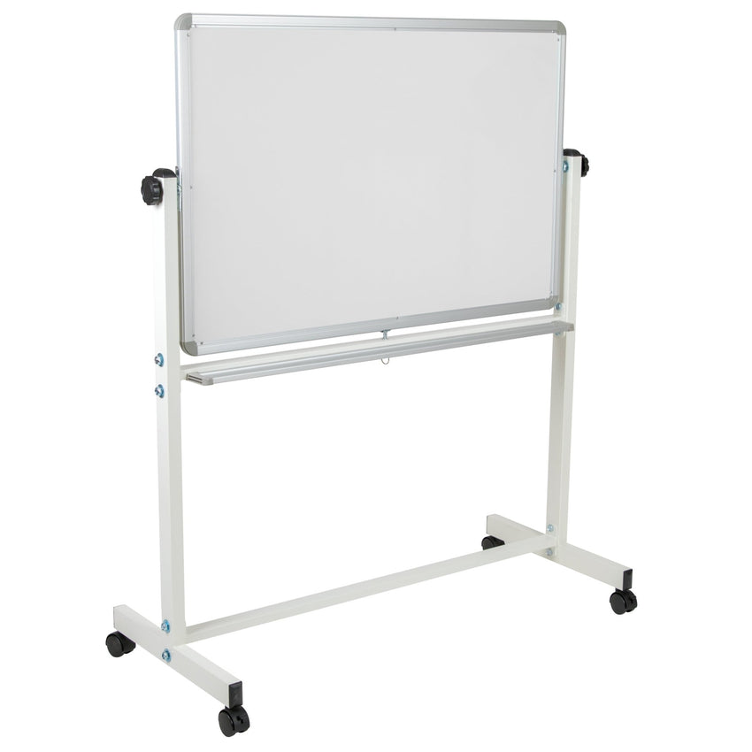 HERCULES Series 45.25"W x 54.75"H Double-Sided Mobile White Board with Pen Tray - SchoolOutlet