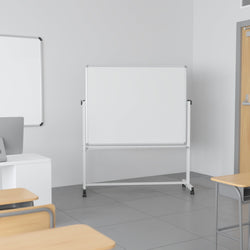 HERCULES Series 53"W x 62.5"H Double-Sided Mobile White Board with Pen Tray
