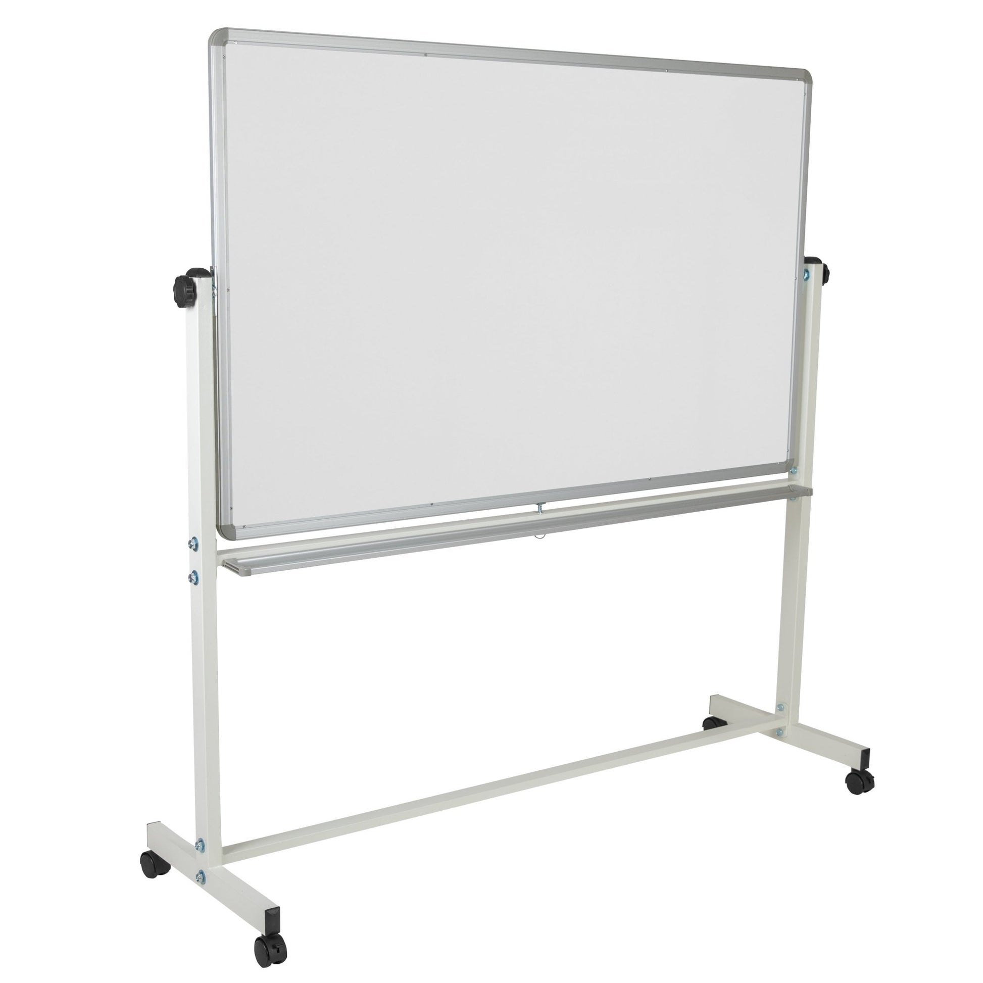 HERCULES Series 64.25"W x 64.75"H Double-Sided Mobile White Board with Pen Tray - SchoolOutlet