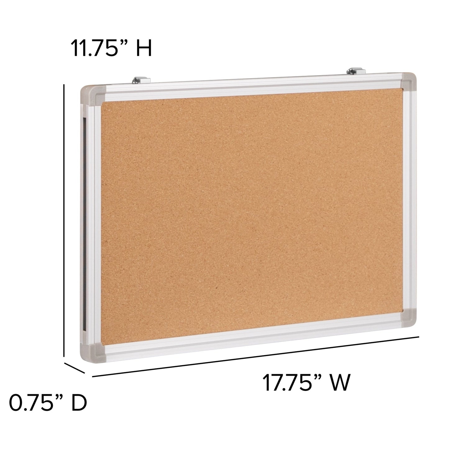 HERCULES Series 17.75"W x 11.75"H Personal Sized Natural Cork Board with Aluminum Frame - SchoolOutlet