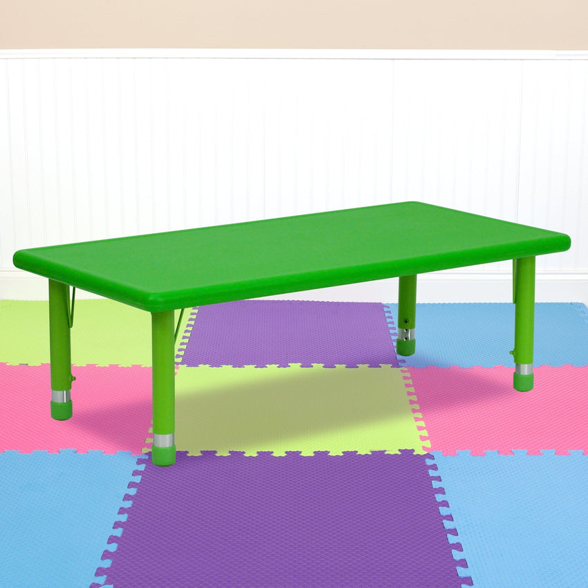 Wren 24''W x 48''L Rectangular Plastic Height Adjustable Activity Table - SchoolOutlet