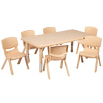 Emmy 24''W x 48''L Rectangular Plastic Height Adjustable Activity Table Set with 6 Chairs - SchoolOutlet