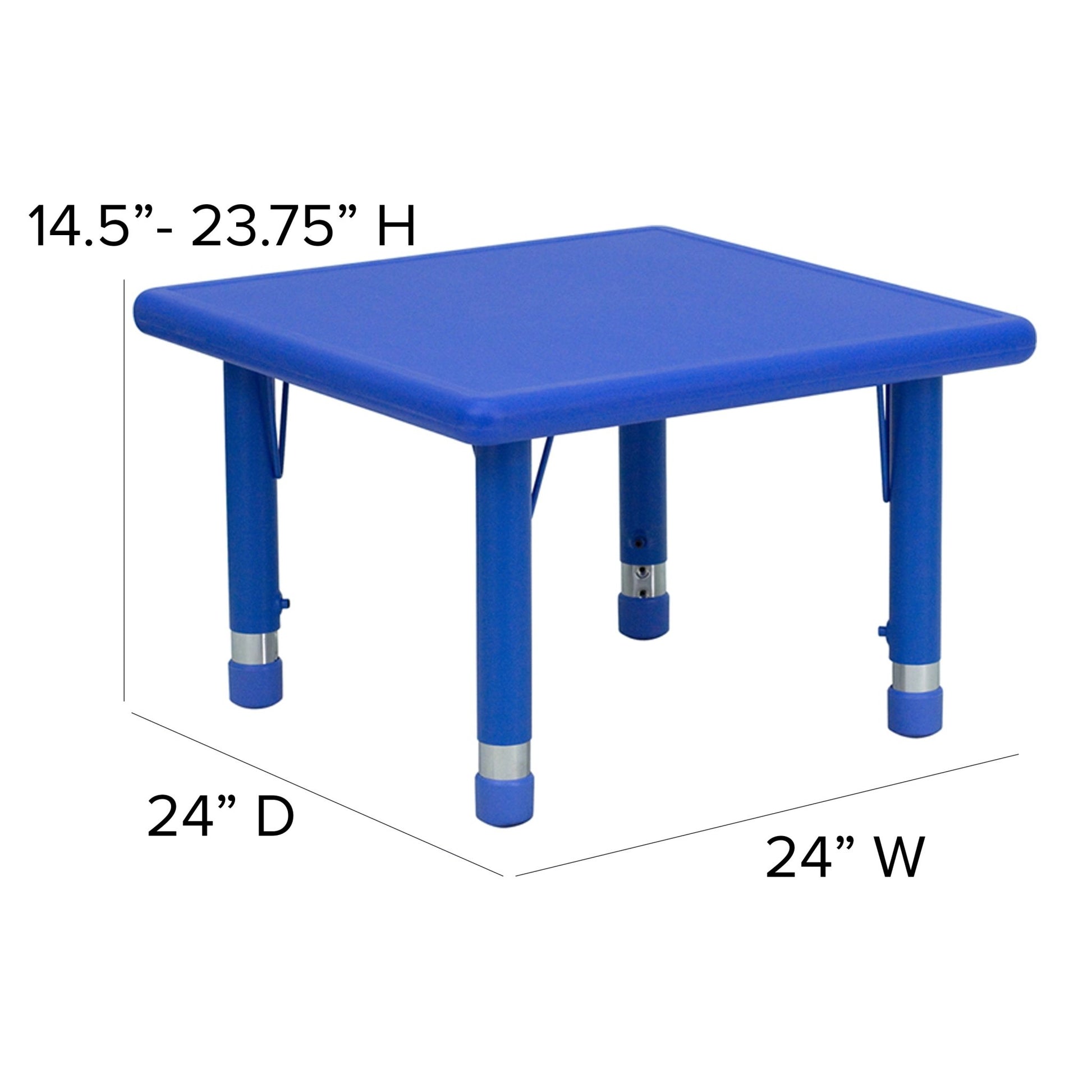 Wren 24'' Square Plastic Height Adjustable Activity Table - SchoolOutlet