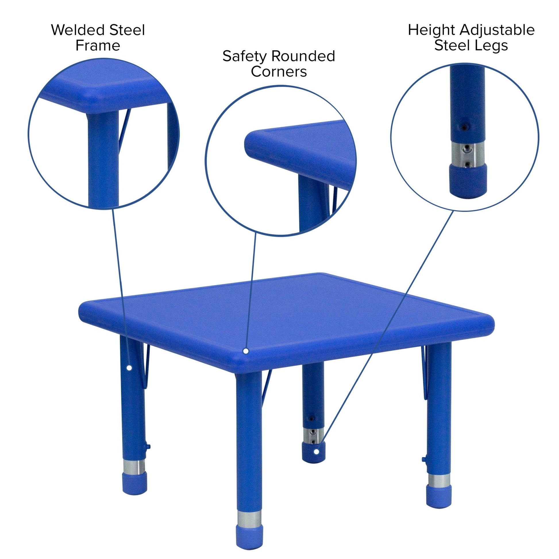 Wren 24'' Square Plastic Height Adjustable Activity Table - SchoolOutlet