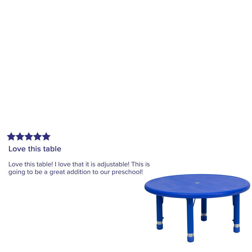 Wren 33'' Round Plastic Height Adjustable Activity Table - SchoolOutlet