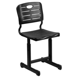 Nila Adjustable Height Black Student Chair with Black Pedestal Frame