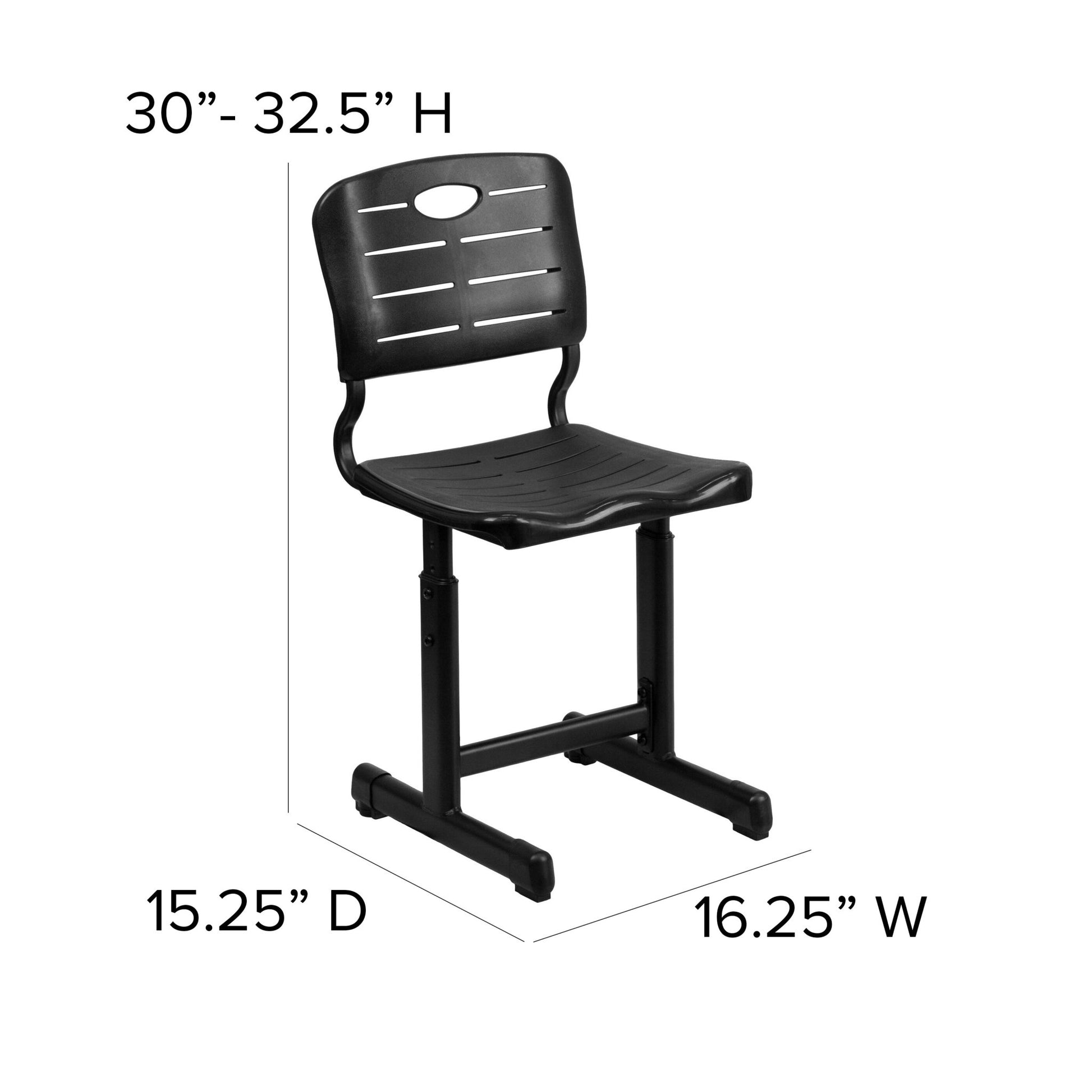 Nila Adjustable Height Black Student Chair with Black Pedestal Frame - SchoolOutlet