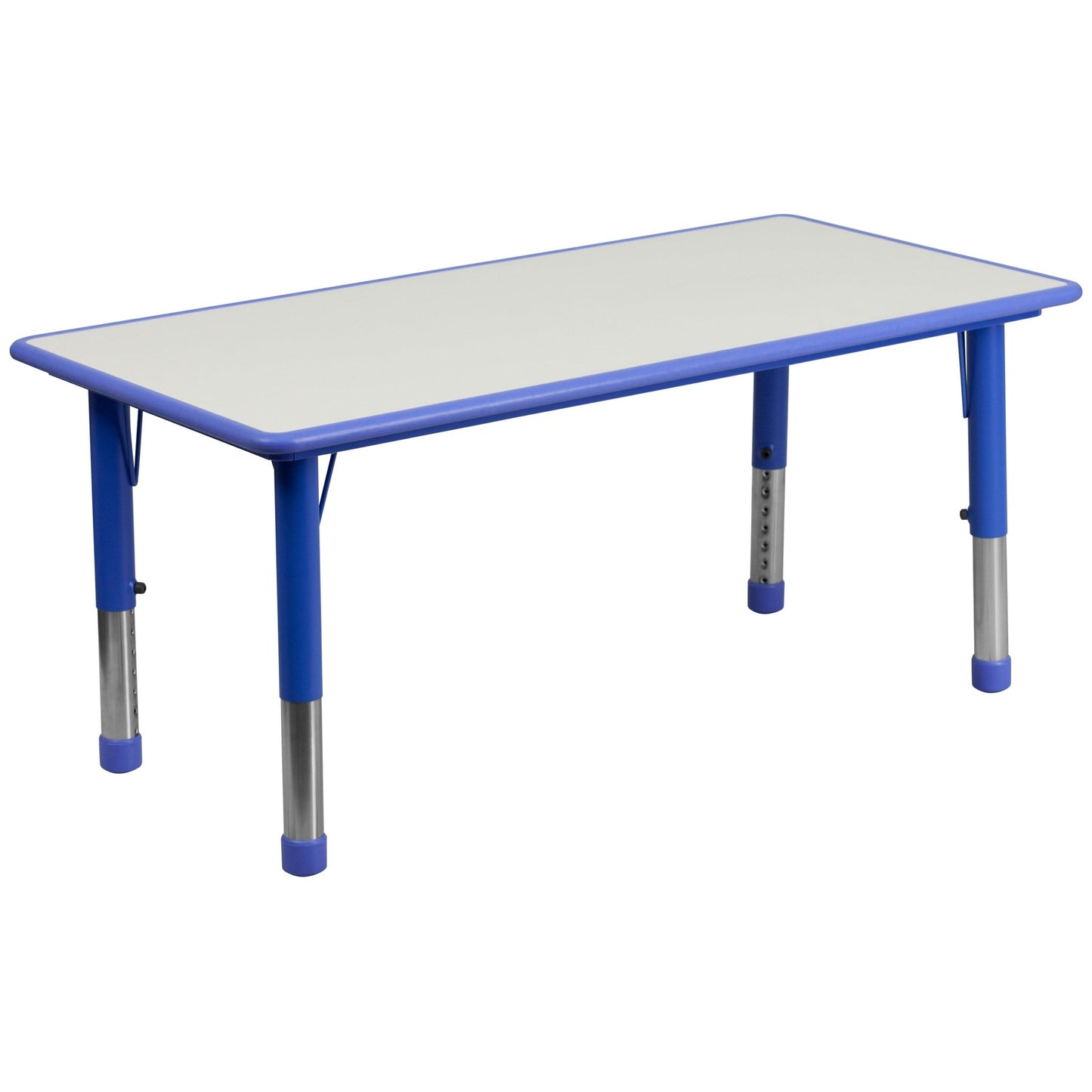 Wren 23.625''W x 47.25''L Rectangular Plastic Height Adjustable Activity Table with Grey Top - SchoolOutlet