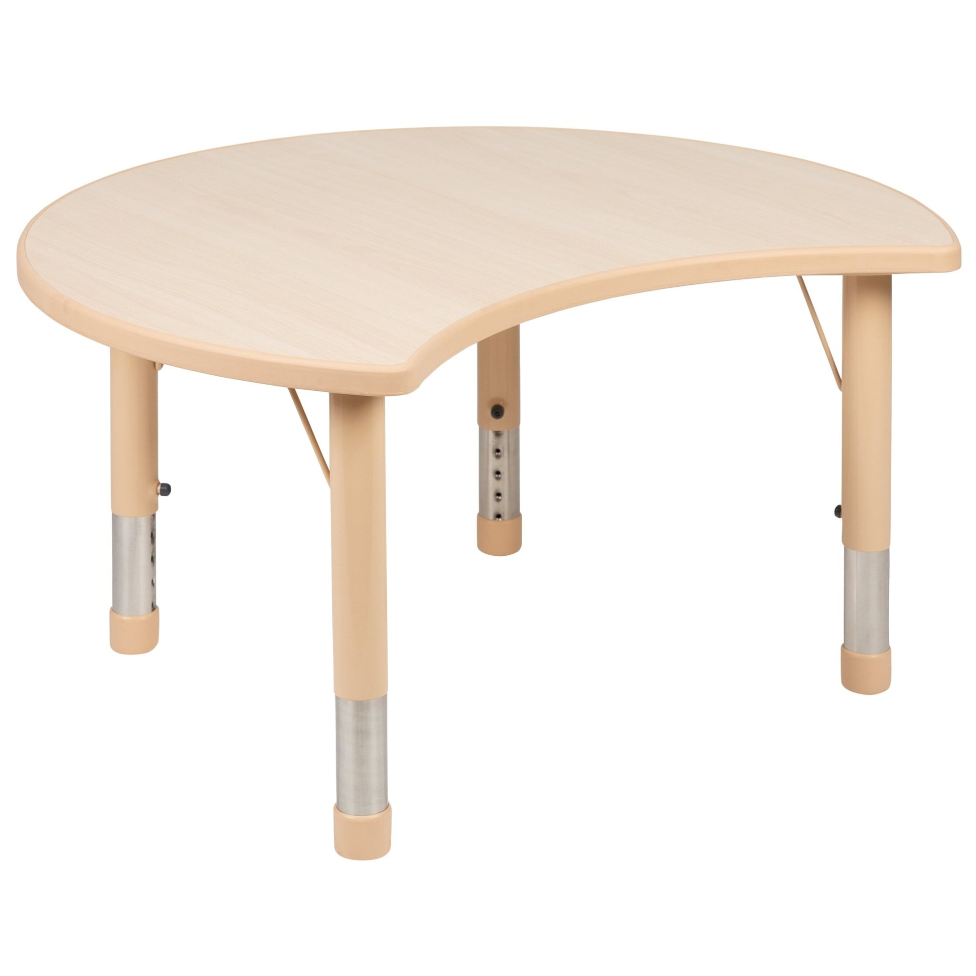 Wren 25.125"W x 35.5"L Crescent Natural Plastic Height Adjustable Activity Table - SchoolOutlet