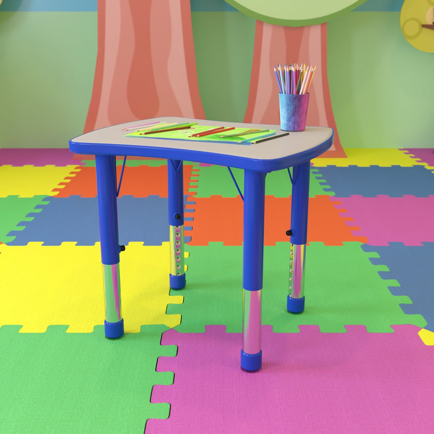 Wren 21.875''W x 26.625''L Rectangular Plastic Height Adjustable Activity Table with Grey Top - SchoolOutlet