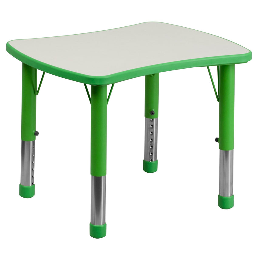 Wren 21.875''W x 26.625''L Rectangular Plastic Height Adjustable Activity Table with Grey Top - SchoolOutlet