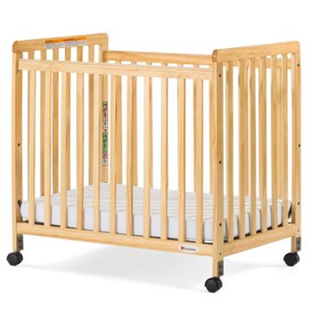 Foundations Safetycraft Fixed-Side Compact Crib w/ Adjustable Mattress Board - Slatted End Panels (FOU-1456037) - SchoolOutlet