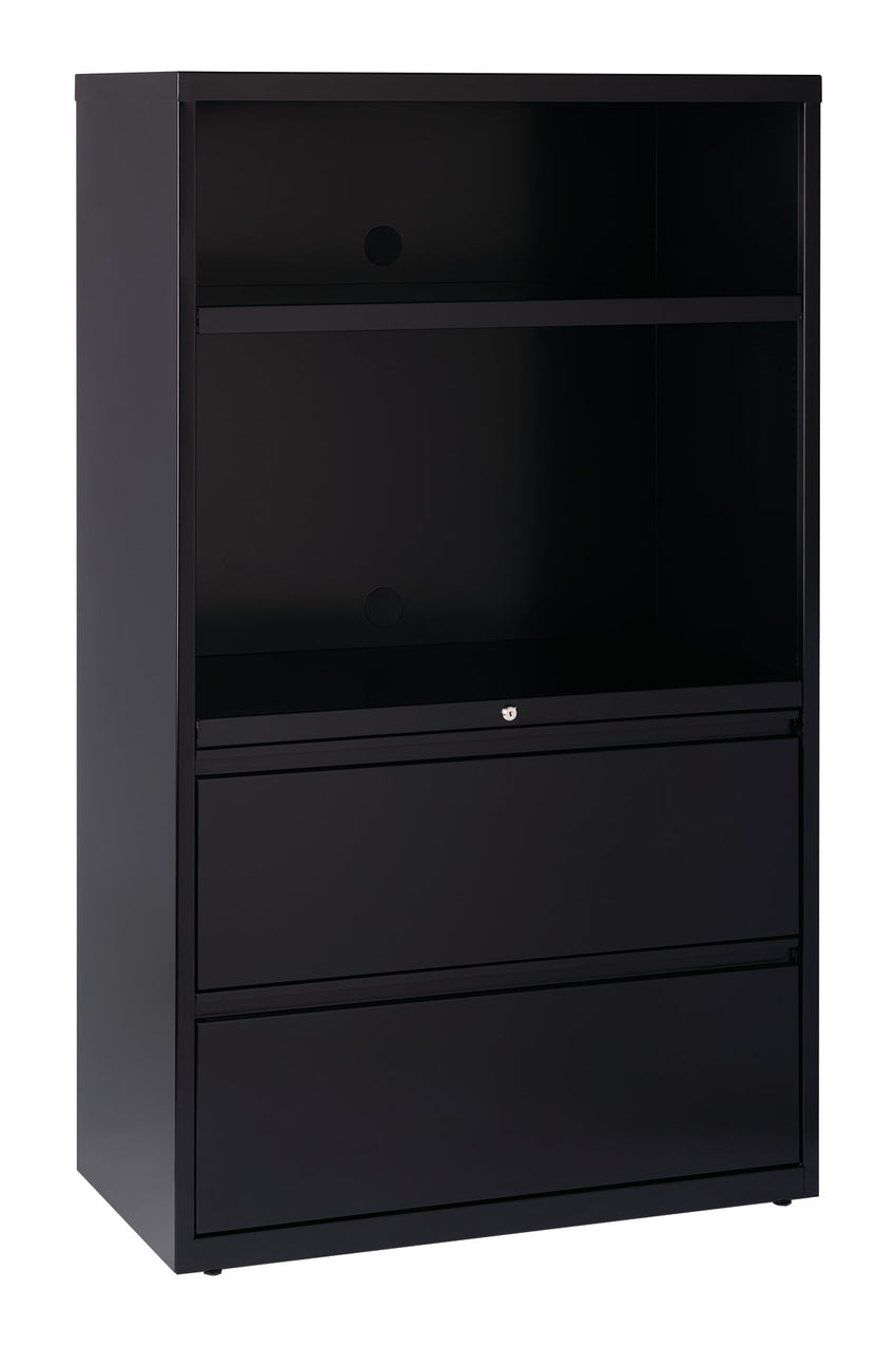 Hirsh 36 inch Wide 2 Drawer Metal Lateral Combo File Cabinet for Home and Office, Holds Letter, Legal and A4 Hanging Folders - SchoolOutlet