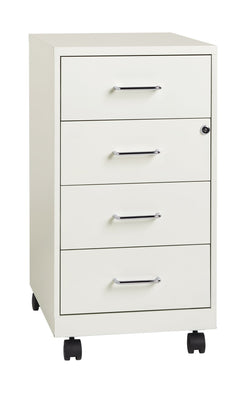 Space Solutions 18" Deep 4 Drawer Metal Mobile Organizer, 4 Box Drawers, Locking