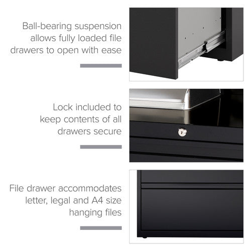 Hirsh 36 Inch Wide 3 Drawer Box-Box-File Metal Lateral Combo File Cabinet for Home and Office, Holds Letter, Legal and A4 Hanging Folders - SchoolOutlet