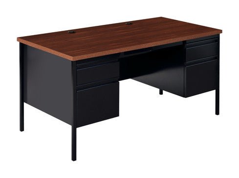 Hirsh Double Pedestal Office Desk with Center Drawer for Home, Office, or School, 30" D x 60" W - SchoolOutlet