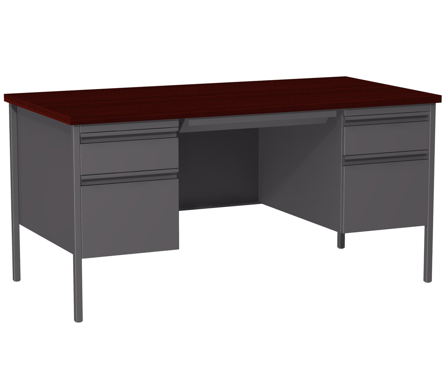 Hirsh Double Pedestal Office Desk with Center Drawer for Home, Office, or School, 30" D x 60" W - SchoolOutlet