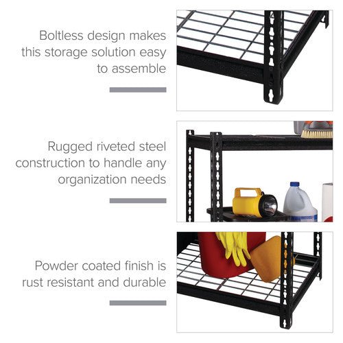 Iron Horse 2300 Riveted Steel Wire Deck Shelving 4-Shelf Unit, 18"D x 36"W x 60"H - SchoolOutlet