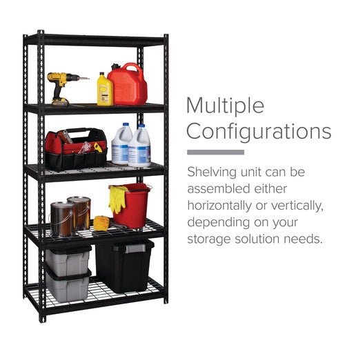 Iron Horse 2300 Riveted Steel Wire Deck Shelving, 5-Shelf, 18"D x 36"W x 72"H - SchoolOutlet