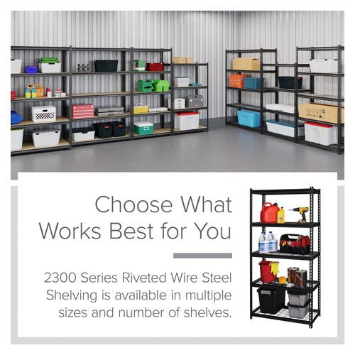 Iron Horse 2300 Riveted Steel Wire Deck Shelving, 5-Shelf, 18"D x 36"W x 72"H - SchoolOutlet