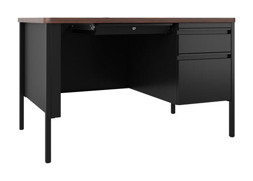 Hirsh 30"D x 48"W Right Hand Single Pedestal File Office Desk with Rounded Corner T-Mold Top for Schools - SchoolOutlet
