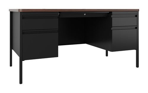 Hirsh 30"D x 60"W Double Pedestal File Desk with Rounded Corner T-Mold Top for Schools - SchoolOutlet