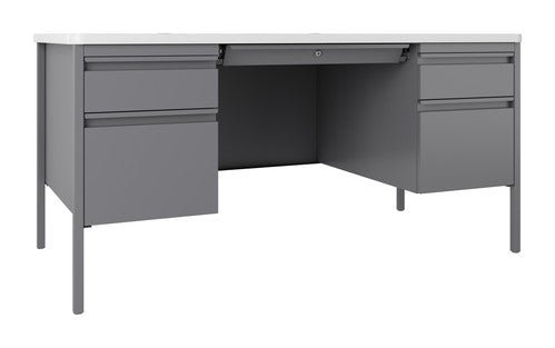 Hirsh 30"D x 60"W Double Pedestal File Desk with Rounded Corner T-Mold Top for Schools - SchoolOutlet