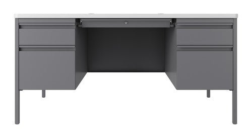 Hirsh 30"D x 60"W Double Pedestal File Desk with Rounded Corner T-Mold Top for Schools - SchoolOutlet