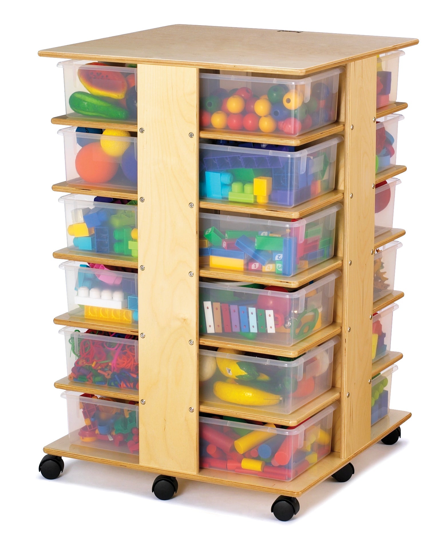 Jonti-Craft Mobile Cubby Storage Tower - 24 Cubbies with Clear Tubs (Jonti-Craft JON-03640JC) - SchoolOutlet