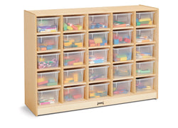 Jonti-Craft Baltic Birch 25-Cubby Mobile Storage Unit with Clear Trays (Jonti-Craft JON-04260JC)