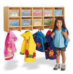 Jonti-Craft Baltic Birch Large Wall-Mount Coat Rack with 10 Clear Cubby Trays (Jonti-Craft JON-07710JC) - SchoolOutlet