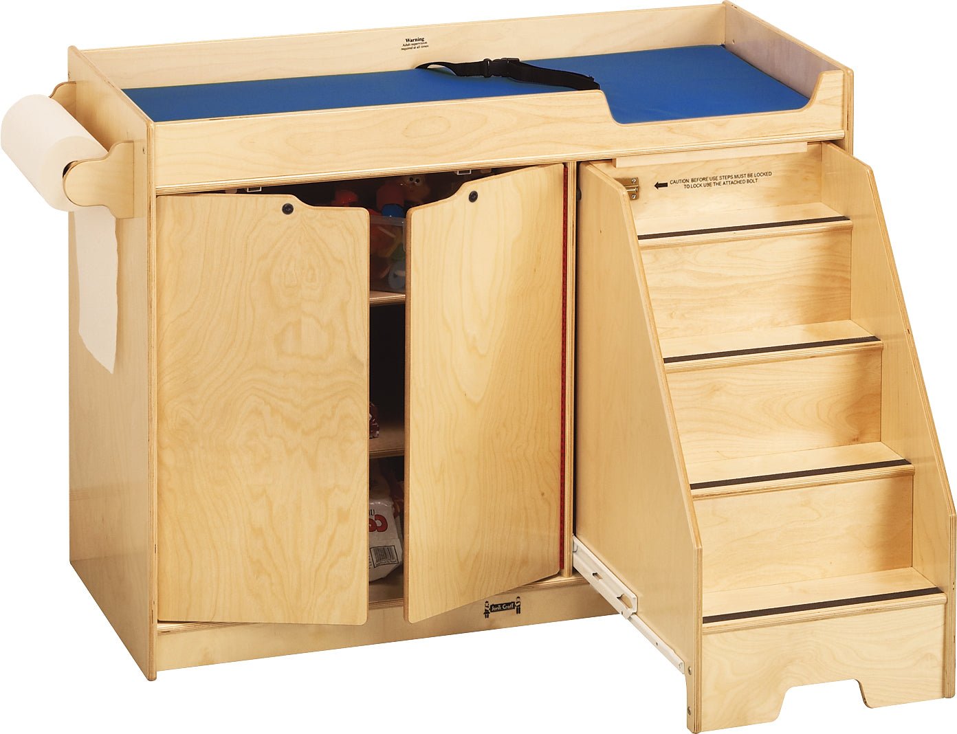 Wood Changing Table with Stairs & Diaper Organizer - Play with a Purpose