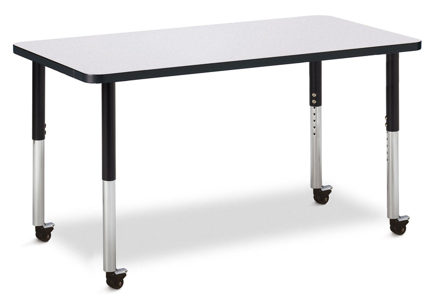 Jonti-Craft Rectangle Activity Table with Heavy Duty Laminate Top (24" x 48") Mobile Height Adjustable Legs (20" - 31") - SchoolOutlet