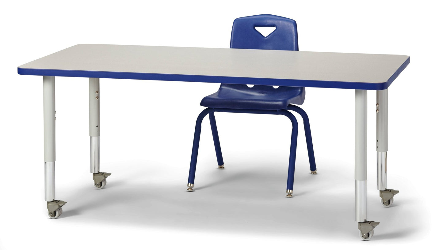 Jonti-Craft Rectangle Activity Table with Heavy Duty Laminate Top (30" x 60") Mobile Height Adjustable Legs (20" - 31") - SchoolOutlet