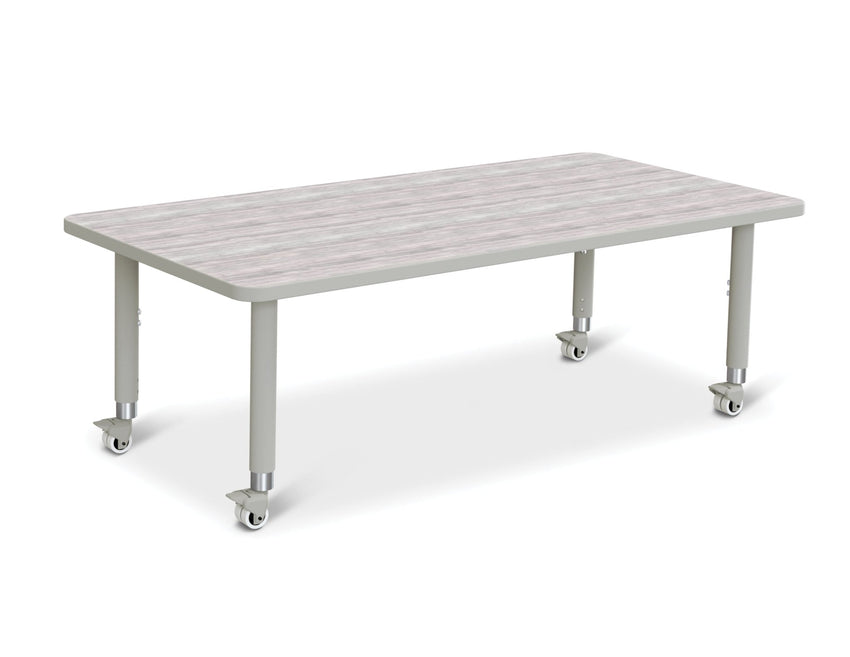 Jonti-Craft Rectangle Activity Table with Heavy Duty Laminate Top (30" x 60") Mobile Height Adjustable Legs (20" - 31") - SchoolOutlet