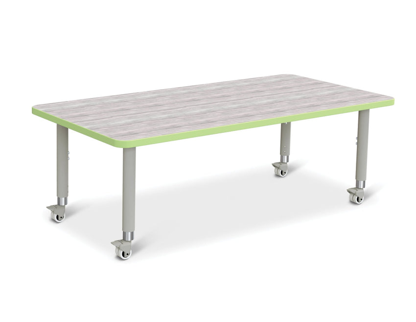 Jonti-Craft Rectangle Activity Table with Heavy Duty Laminate Top (30" x 60") Mobile Height Adjustable Legs (20" - 31") - SchoolOutlet