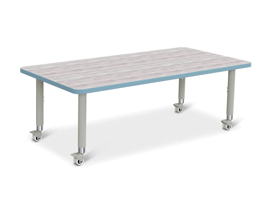 Jonti-Craft Rectangle Activity Table with Heavy Duty Laminate Top (30" x 60") Mobile Height Adjustable Legs (20" - 31") - SchoolOutlet